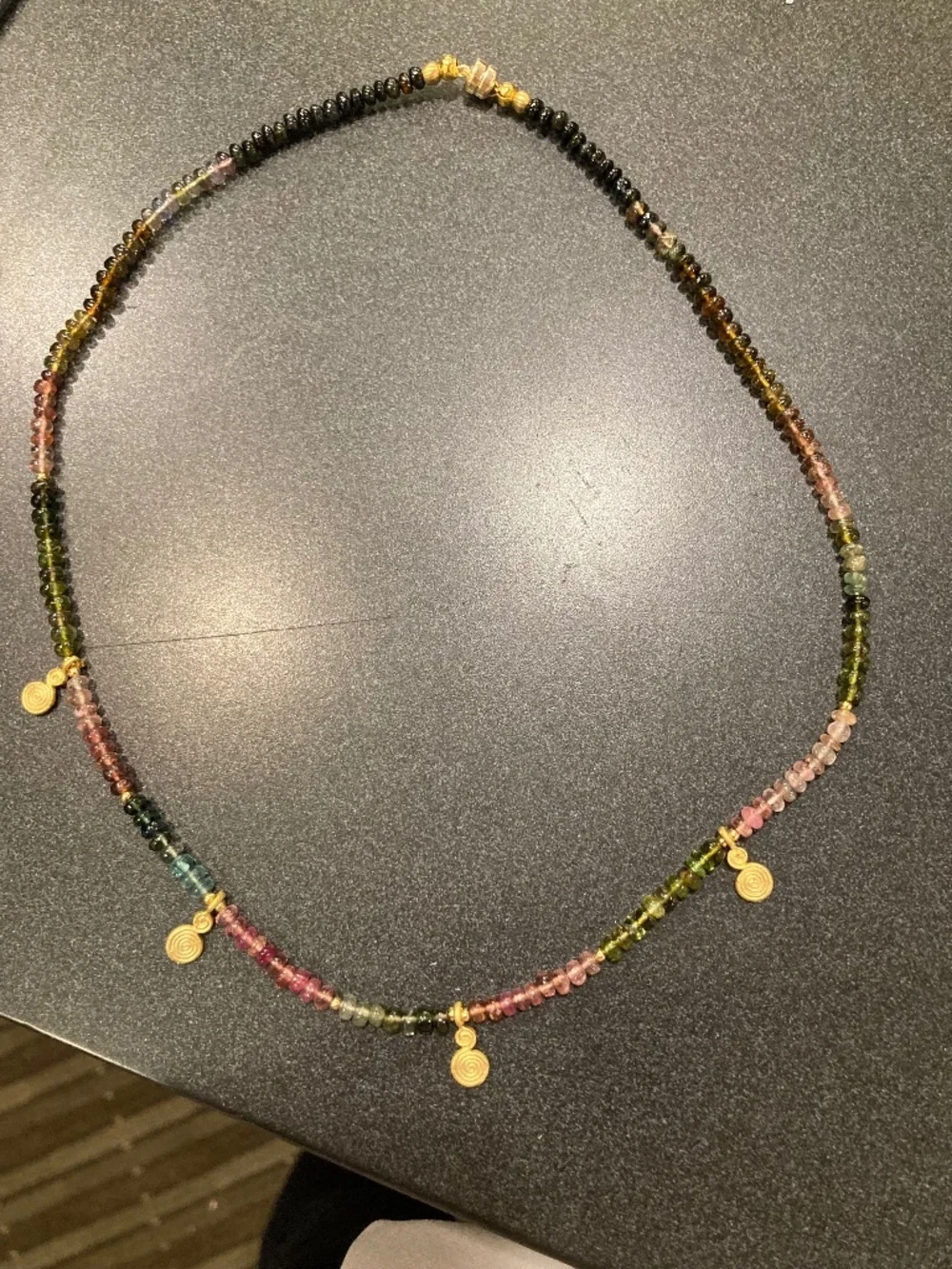 Multi colored genuine tourmaline necklace